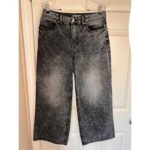 REWASH Wide Leg High Rise Super Baggy Cropped Acid Wash Black Size 9 or 29